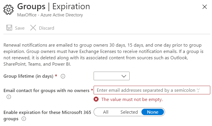 AD Group expiration policy