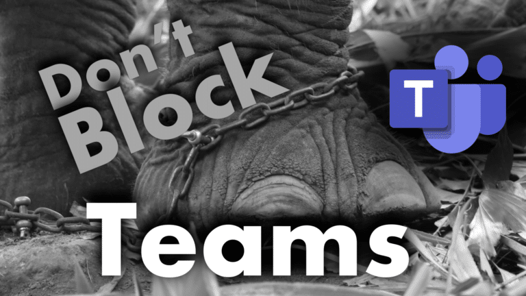 Showing elephant leg in chains. To depict how preventing users from creating Teams is a bad practice.