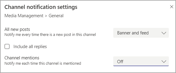 Channel notification settings