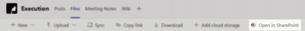 Open in SharePoint button in Channel - Files