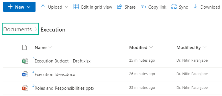 Choose Documents in SharePoint page