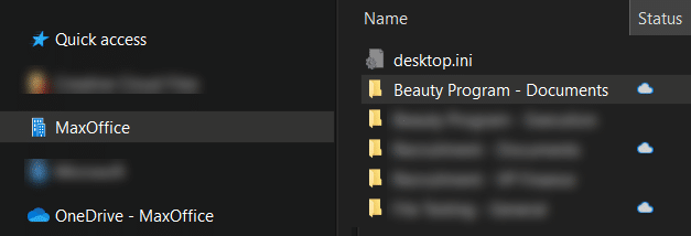 Teams files synched to local PC folder