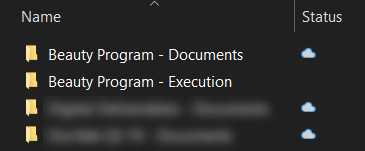 File explorer after team sync showing unlinked channel folder