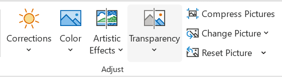 Transparency button in Picture tools.