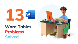 thirteen common word problems solved using a single menu (tab on ribbon) - poster